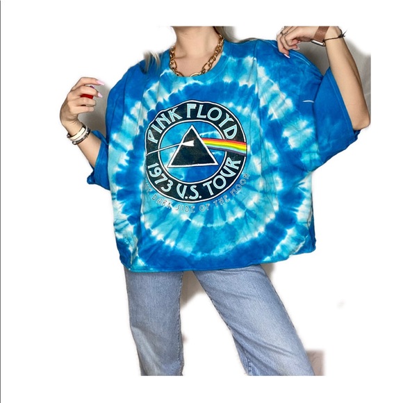 Oversized Pink Floyd graphic tie dye blue tee - Picture 5 of 5